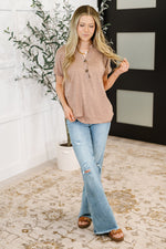 Load image into Gallery viewer, Almost There V-Neck Henley Top In Taupe
