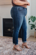 Load image into Gallery viewer, Judy Blue Amber Cuffed Slim Fit Dark Wash Jeans

