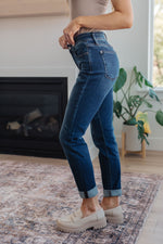 Load image into Gallery viewer, Judy Blue Amber Cuffed Slim Fit Dark Wash Jeans
