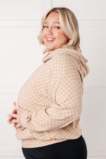Load image into Gallery viewer, Ask Me Out Checkered Hoodie in Khaki
