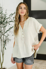 Load image into Gallery viewer, Basic Fade V-Neck Acid Wash Top in Sand Beige
