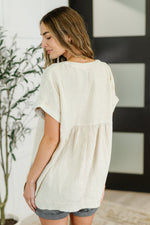 Load image into Gallery viewer, Basic Fade V-Neck Acid Wash Top in Sand Beige
