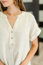 Load image into Gallery viewer, Basic Fade V-Neck Acid Wash Top in Sand Beige
