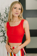 Load image into Gallery viewer, Bermuda Snap Up Swim Top in Red
