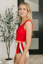 Load image into Gallery viewer, Bermuda Snap Up Swim Top in Red

