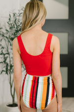 Load image into Gallery viewer, Bermuda Snap Up Swim Top in Red
