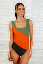 Load image into Gallery viewer, Cape Town Asymmetrical Stripe Swimsuit
