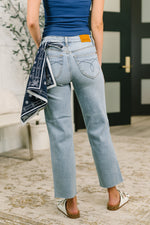 Load image into Gallery viewer, Judy Blue Dawn Mid Rise Ankle Straight w Bandana Loop
