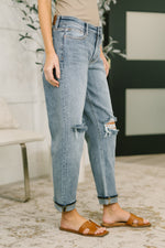 Load image into Gallery viewer, Judy Blue Elaine Mid Rise Boyfriend with Distress &amp; Cuff
