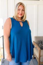 Load image into Gallery viewer, Greater than Great Keyhole Detail Tank in Teal
