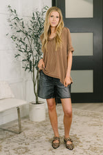 Load image into Gallery viewer, Growing Restless V-Neck Tee in Brown
