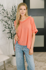 Load image into Gallery viewer, Growing Restless V-Neck Tee in Coral
