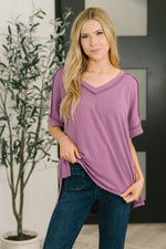 Load image into Gallery viewer, Growing Restless V-Neck Tee in Light Plum
