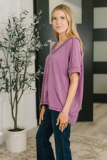 Load image into Gallery viewer, Growing Restless V-Neck Tee in Light Plum

