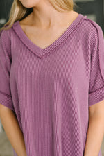 Load image into Gallery viewer, Growing Restless V-Neck Tee in Light Plum
