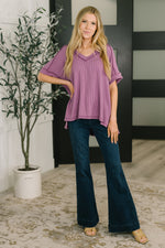 Load image into Gallery viewer, Growing Restless V-Neck Tee in Light Plum
