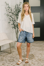 Load image into Gallery viewer, Growing Restless V-Neck Tee in White
