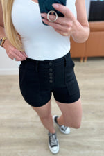 Load image into Gallery viewer, Judy Blue Reagan High Rise Button Fly Trouser Shorts
