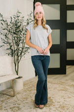 Load image into Gallery viewer, It Starts Here Basic Rolled Sleeve Tee in H Grey

