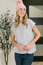 Load image into Gallery viewer, It Starts Here Basic Rolled Sleeve Tee in H Grey
