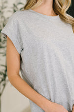 Load image into Gallery viewer, It Starts Here Basic Rolled Sleeve Tee in H Grey

