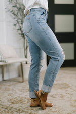 Load image into Gallery viewer, Judy Blue Aiden High Rise Patch Pocket Distressed Boyfriend Jeans
