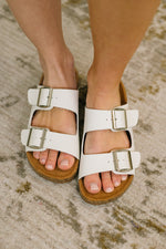 Load image into Gallery viewer, Jete Double Buckle Slides in White
