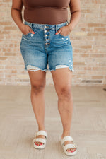 Load image into Gallery viewer, Judy Blue Kara High Rise Rigid Magic Button Fly Cutoff Shorts
