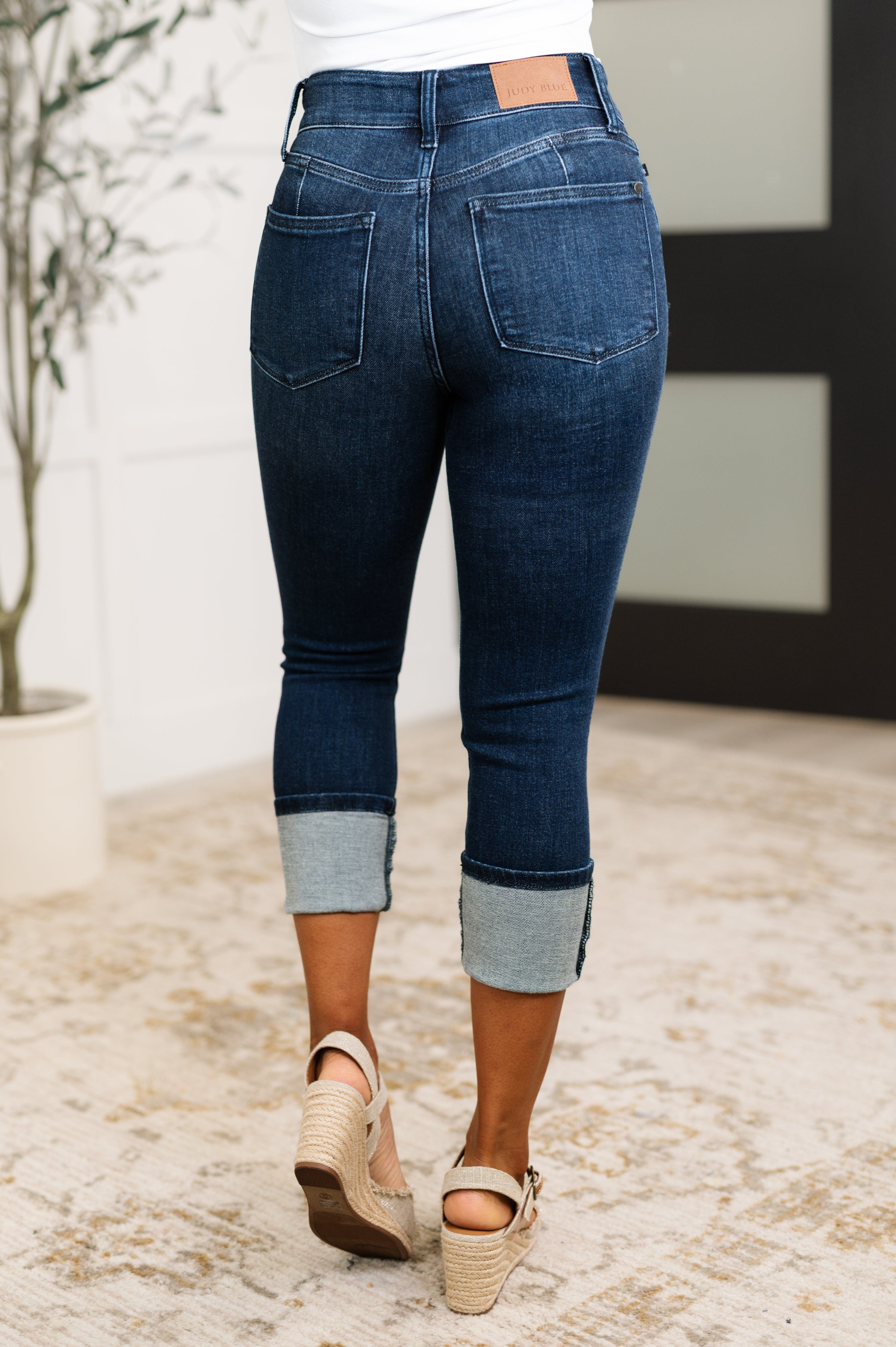 Judy Blue Karen High Rise Double Waist Band Capri Jeans