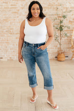 Load image into Gallery viewer, Judy Blue Laura Mid Rise Cuffed Skinny Capri Jeans
