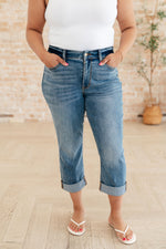 Load image into Gallery viewer, Judy Blue Laura Mid Rise Cuffed Skinny Capri Jeans

