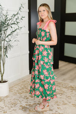 Load image into Gallery viewer, Low Effort, High Impact Tiered Dress in Green/Coral
