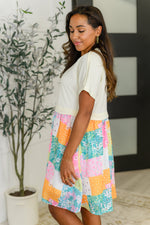 Load image into Gallery viewer, Office Associate Patchwork Print Babydoll Dress
