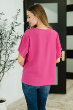 Load image into Gallery viewer, Pink and Perfect Ruffle Sleeve Top
