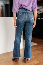 Load image into Gallery viewer, Judy Blue Rose High Rise 90's Straight Jeans in Dark Wash
