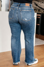 Load image into Gallery viewer, Judy Blue Rose High Rise 90's Straight Jeans in Dark Wash
