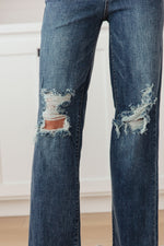 Load image into Gallery viewer, Judy Blue Rose High Rise 90's Straight Jeans in Dark Wash
