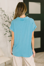 Load image into Gallery viewer, Sea You Soon Collared Top in Costal Blue
