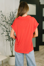 Load image into Gallery viewer, Sea You Soon Collared Top in Hot Coral
