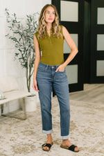 Load image into Gallery viewer, Judy Blue Shane Mid Rise Billie Boyfriend Jean in Dark Cozy Indigo
