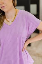 Load image into Gallery viewer, Top Shelf Basic V-Neck Ribbed Tee in Lavender
