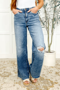 Judy Blue Tucker High Rise Vintage Wash Wide Leg Jeans