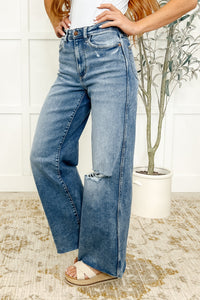 Judy Blue Tucker High Rise Vintage Wash Wide Leg Jeans