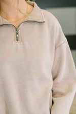 Load image into Gallery viewer, You Should Know Half Zip Pullover in Ash Mocha
