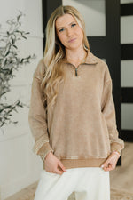 Load image into Gallery viewer, You Should Know Half Zip Pullover in Deep Camel
