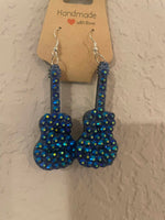 Load image into Gallery viewer, Rhinestone Guitar Earrings
