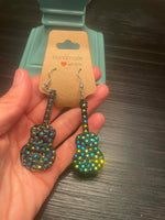 Load image into Gallery viewer, Rhinestone Guitar Earrings
