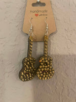 Load image into Gallery viewer, Rhinestone Guitar Earrings
